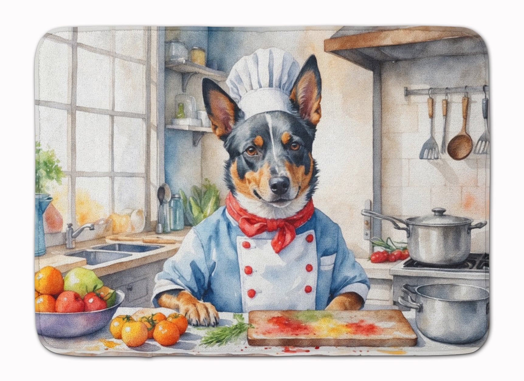 Australian Cattle Dog The Chef Memory Foam Kitchen Mat Machine Washable Anti-Fatigue Cushion Comfort Bath or Kitchen Rug