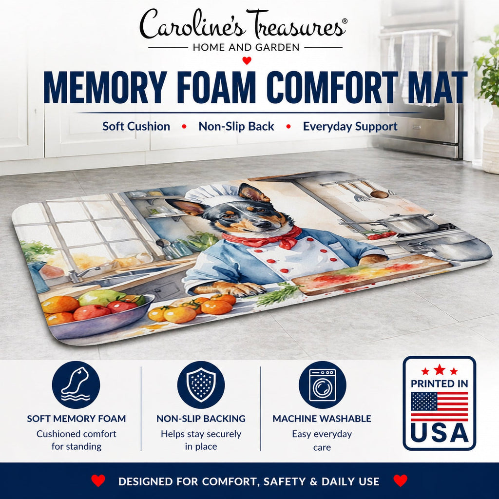 Australian Cattle Dog The Chef Memory Foam Kitchen Mat Machine Washable Anti-Fatigue Cushion Comfort Bath or Kitchen Rug