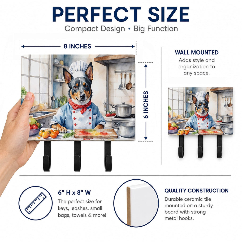 Australian Cattle Dog The Chef Leash or Key Holder Wall Hooks, Coat Rack Wall Mount, for Hanging Keys, Towels, Aprons, Leashes