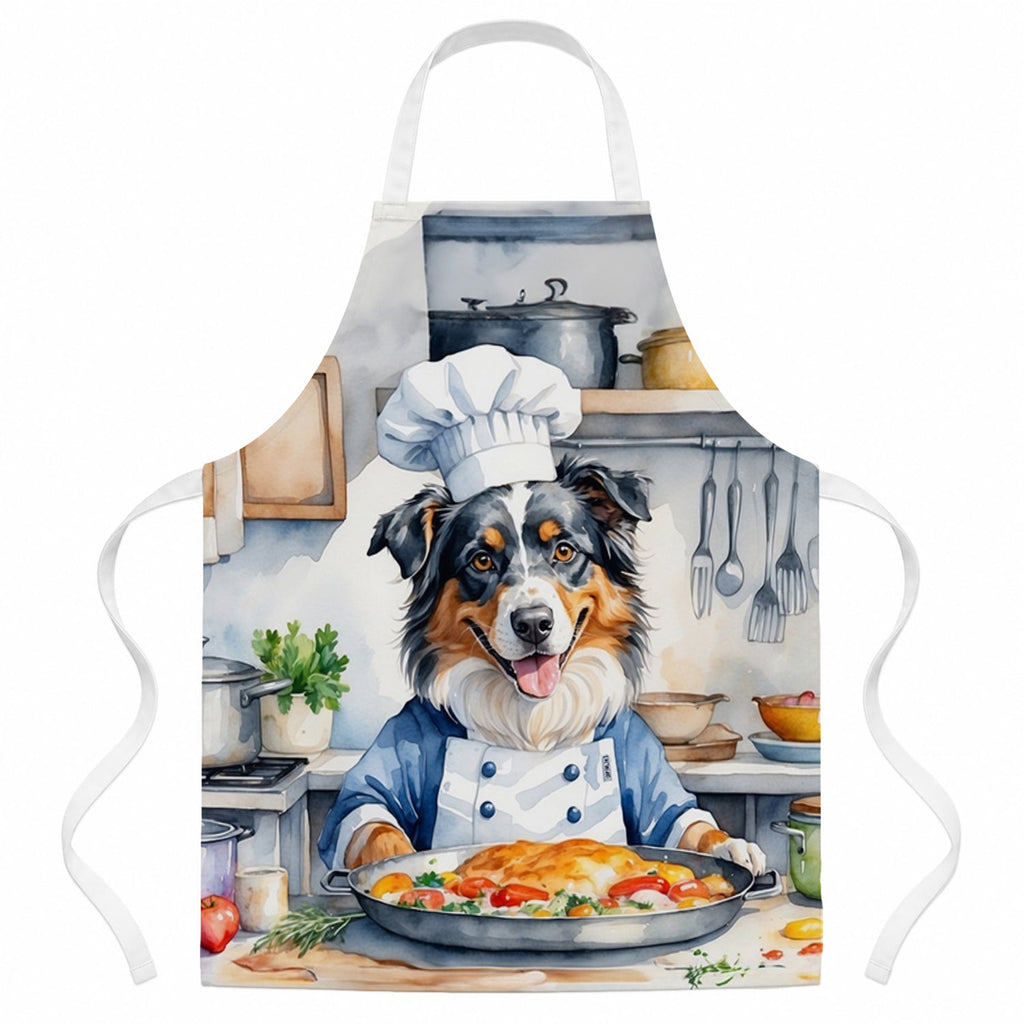 Australian Shepherd The Chef Apron Cooking Kitchen Server Baking Crafts Gardening for Adult Women Men, Unisex, Large, Multicolor