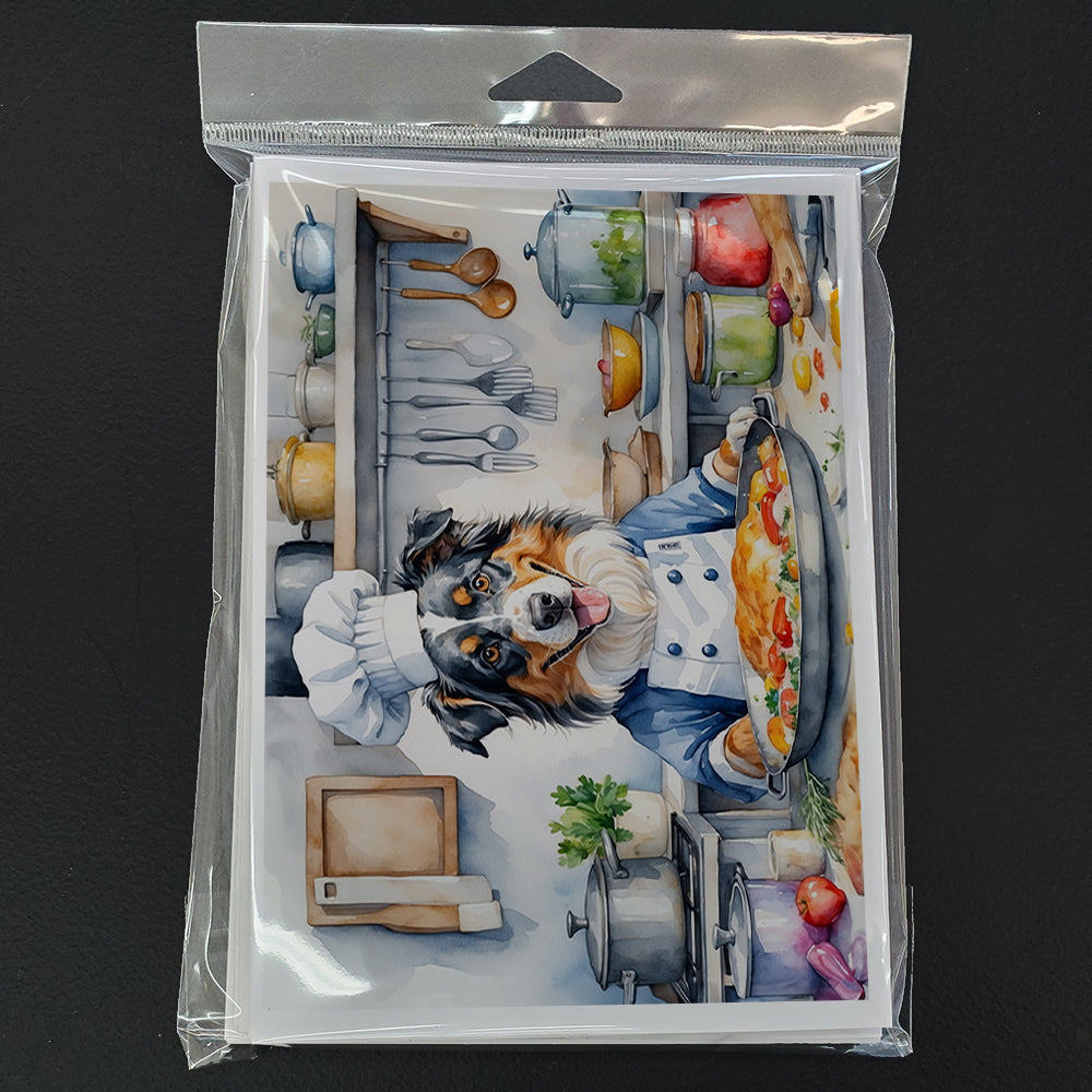 Australian Shepherd The Chef Greeting Cards Pack of 8 Blank Cards with Envelopes Whimsical A7 Size 5x7