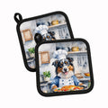 Australian Shepherd The Chef Pot Holder Set of 2 Heat Resistant Quilted Hot Pads 7.5 x 7.5 Inch, Insulated Kitchen Trivets for Cooking & Baking
