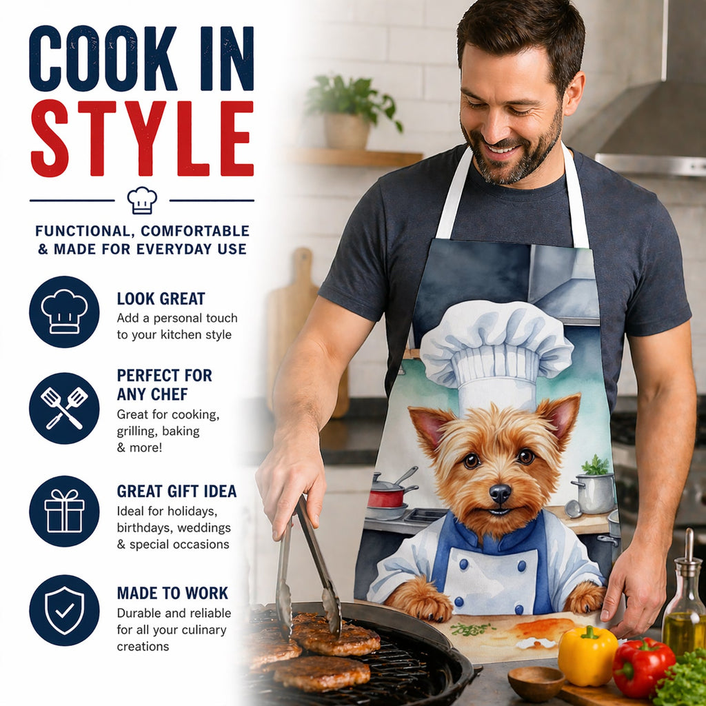 Australian Terrier The Chef Apron Cooking Kitchen Server Baking Crafts Gardening for Adult Women Men, Unisex, Large, Multicolor
