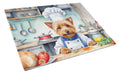 Australian Terrier The Chef Cutting Board Tempered Glass Kitchen Cutting Surface, Heat Resistant Chopping, Non-Slip Feet, Food Prep & Serving