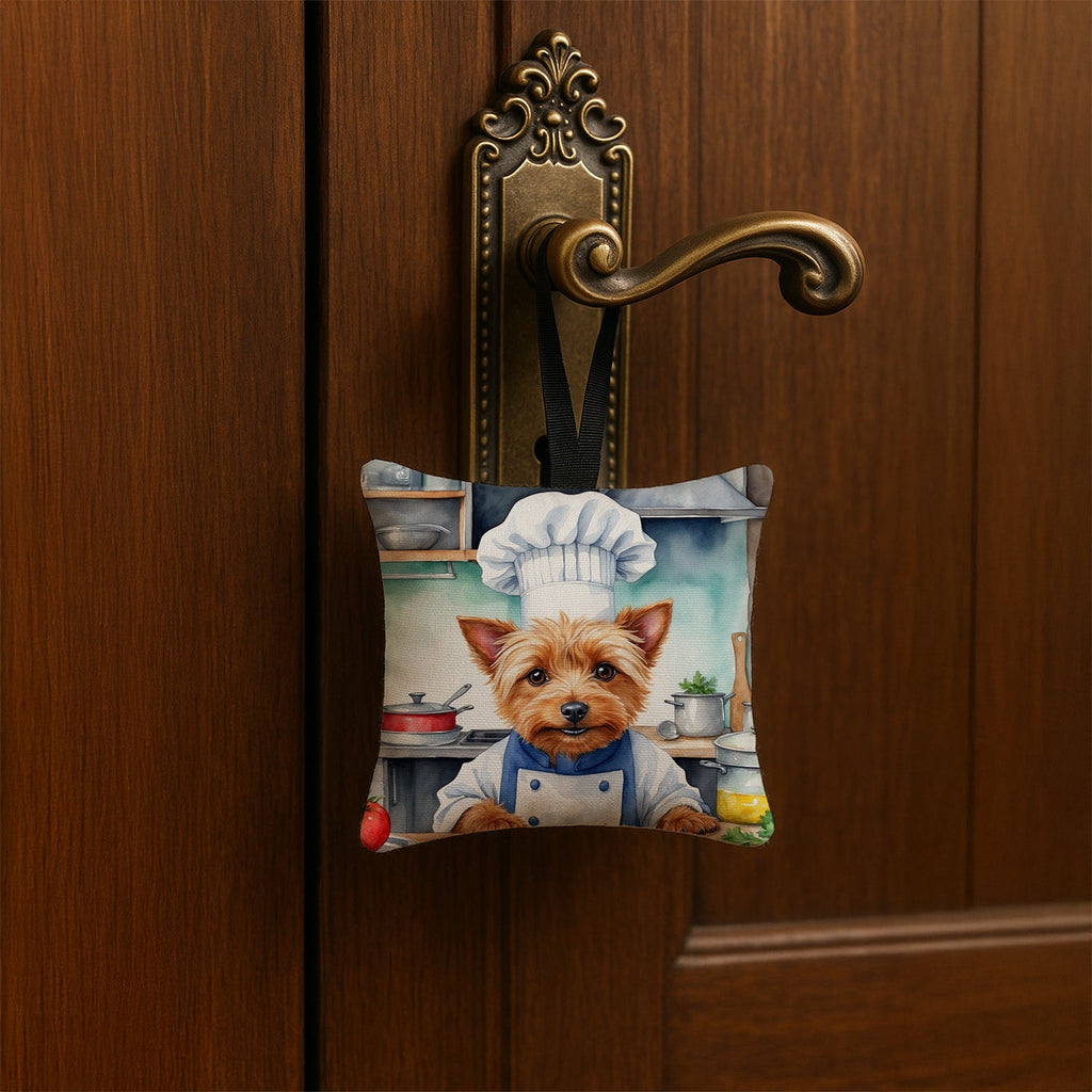 Australian Terrier The Chef Hanging Square Fabric Ornament 3.5 × 3.5 Decorative Door-Knob & Tree Hanger, Soft Fabric