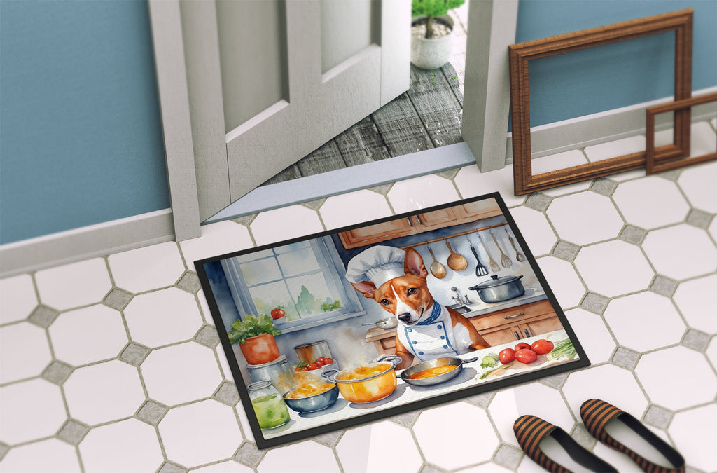 Basenji The Chef Doormat Indoor Outdoor 24H X 36W Front Door Mat Rugs for Entryway, Non Slip Washable Low Pile,