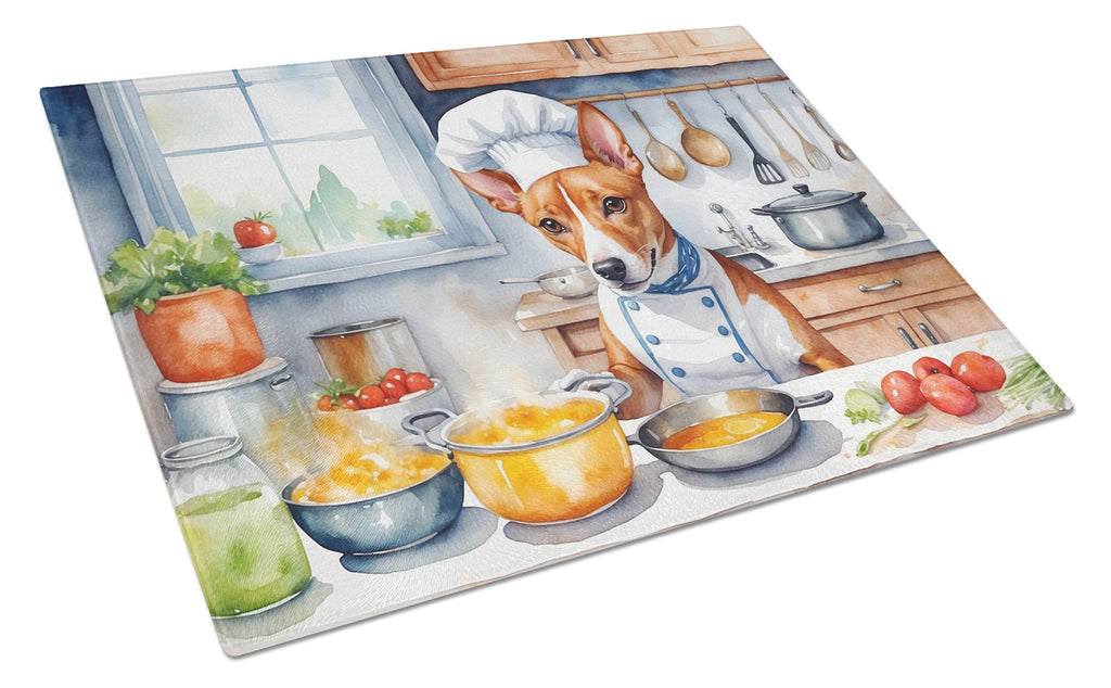 Basenji The Chef Cutting Board Tempered Glass Kitchen Cutting Surface, Heat Resistant Chopping, Non-Slip Feet, Food Prep & Serving