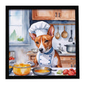 Basenji The Chef Framed Metal Print Bathroom, Kitchen, Office, Home Decor Wall Art Ready to Hang, Square, 8X8