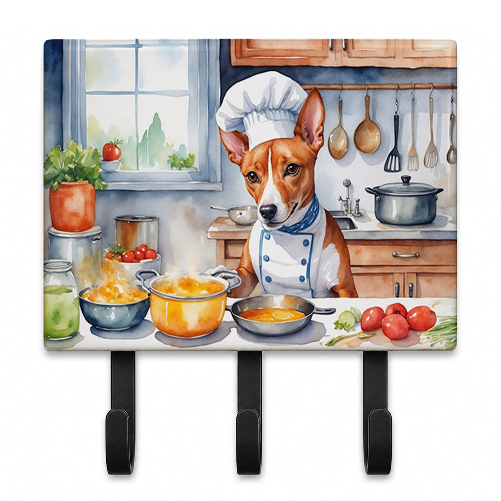 Basenji The Chef Leash or Key Holder Wall Hooks, Coat Rack Wall Mount, for Hanging Keys, Towels, Aprons, Leashes