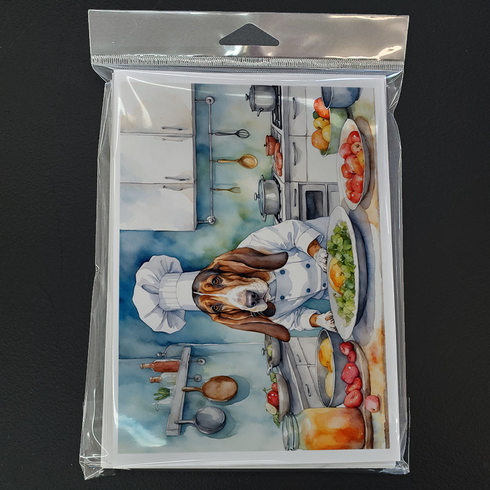 Basset Hound The Chef Greeting Cards Pack of 8 Blank Cards with Envelopes Whimsical A7 Size 5x7