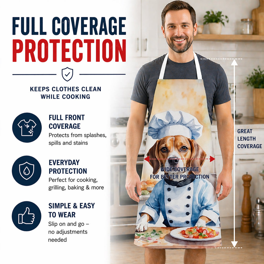 Beagle The Chef Apron Cooking Kitchen Server Baking Crafts Gardening for Adult Women Men, Unisex, Large, Multicolor