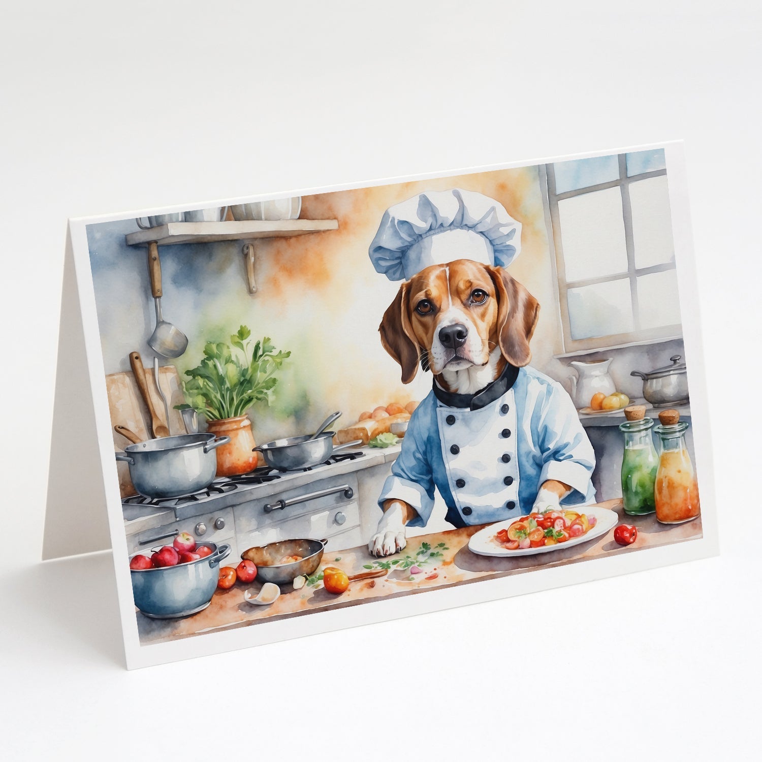 Beagle The Chef Greeting Cards Pack of 8 Blank Cards with Envelopes Whimsical A7 Size 5x7