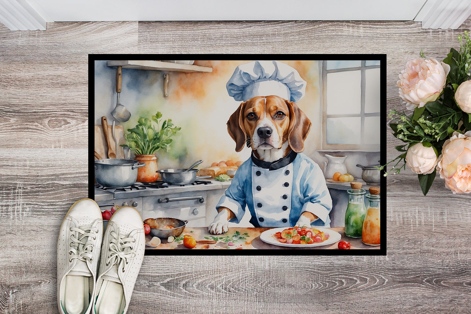 Beagle The Chef Doormat Indoor Outdoor 18H X 27W Front Door Mat Rugs for Entryway, Non Slip Washable