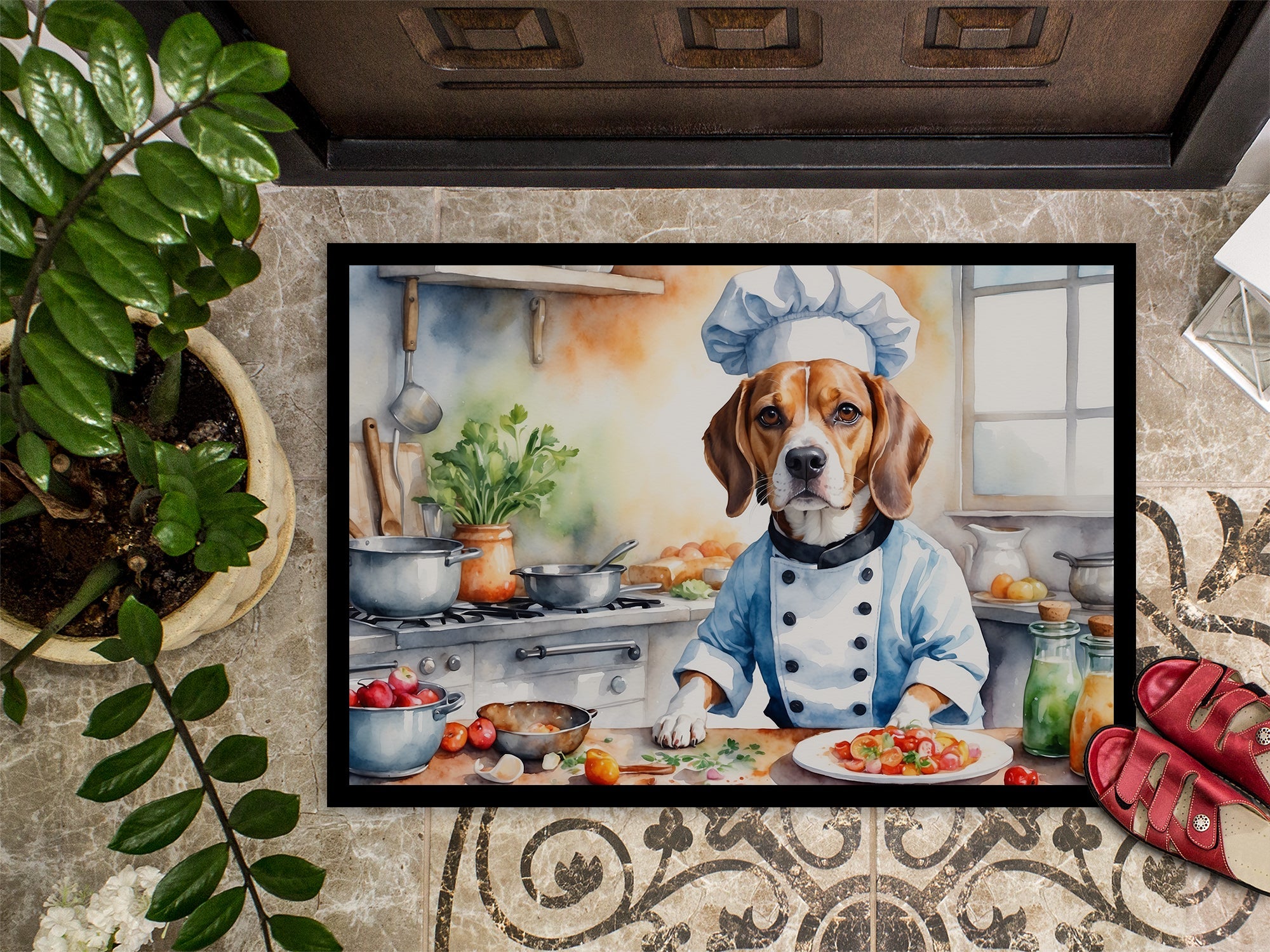 Beagle The Chef Doormat Indoor Outdoor 18H X 27W Front Door Mat Rugs for Entryway, Non Slip Washable