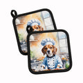 Beagle The Chef Pot Holder Set of 2 Heat Resistant Quilted Hot Pads 7.5 x 7.5 Inch, Insulated Kitchen Trivets for Cooking & Baking