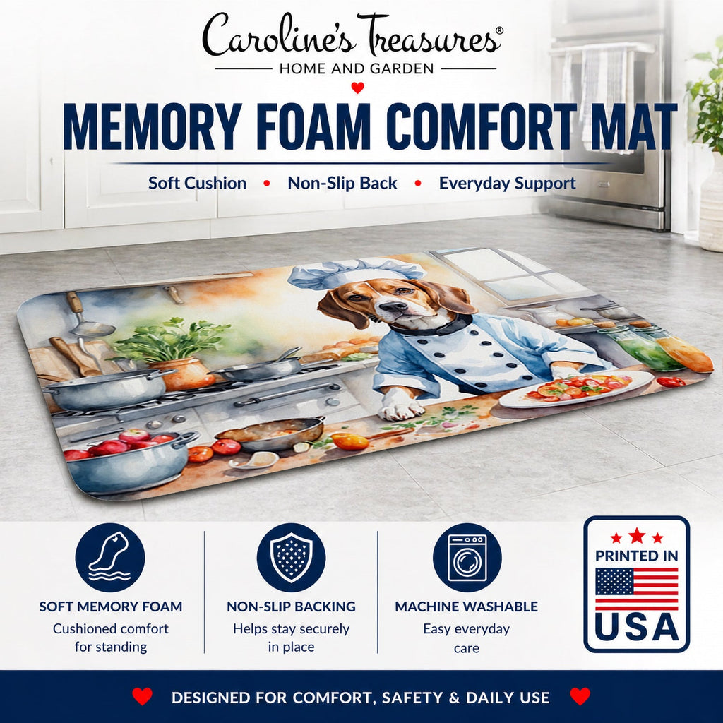 Beagle The Chef Memory Foam Kitchen Mat Machine Washable Anti-Fatigue Cushion Comfort Bath or Kitchen Rug