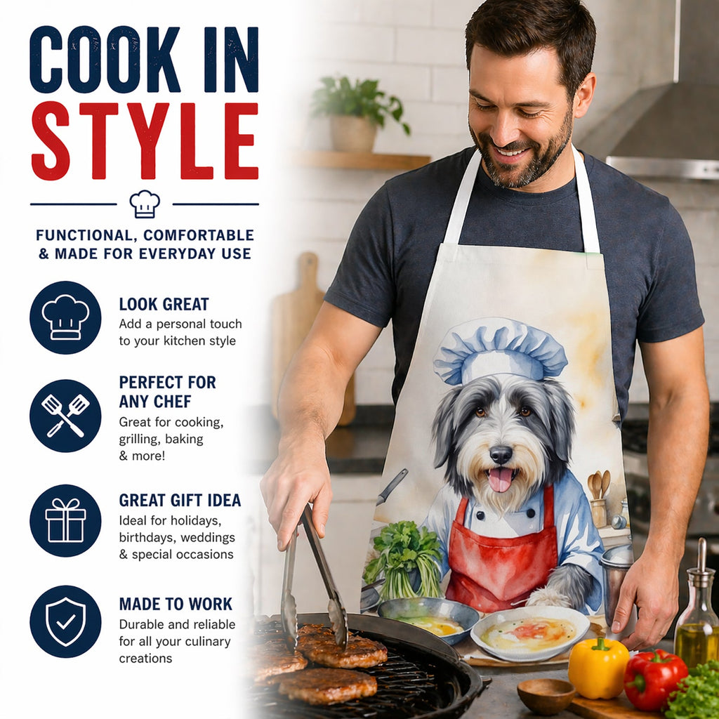 Bearded Collie The Chef Apron Cooking Kitchen Server Baking Crafts Gardening for Adult Women Men, Unisex, Large, Multicolor