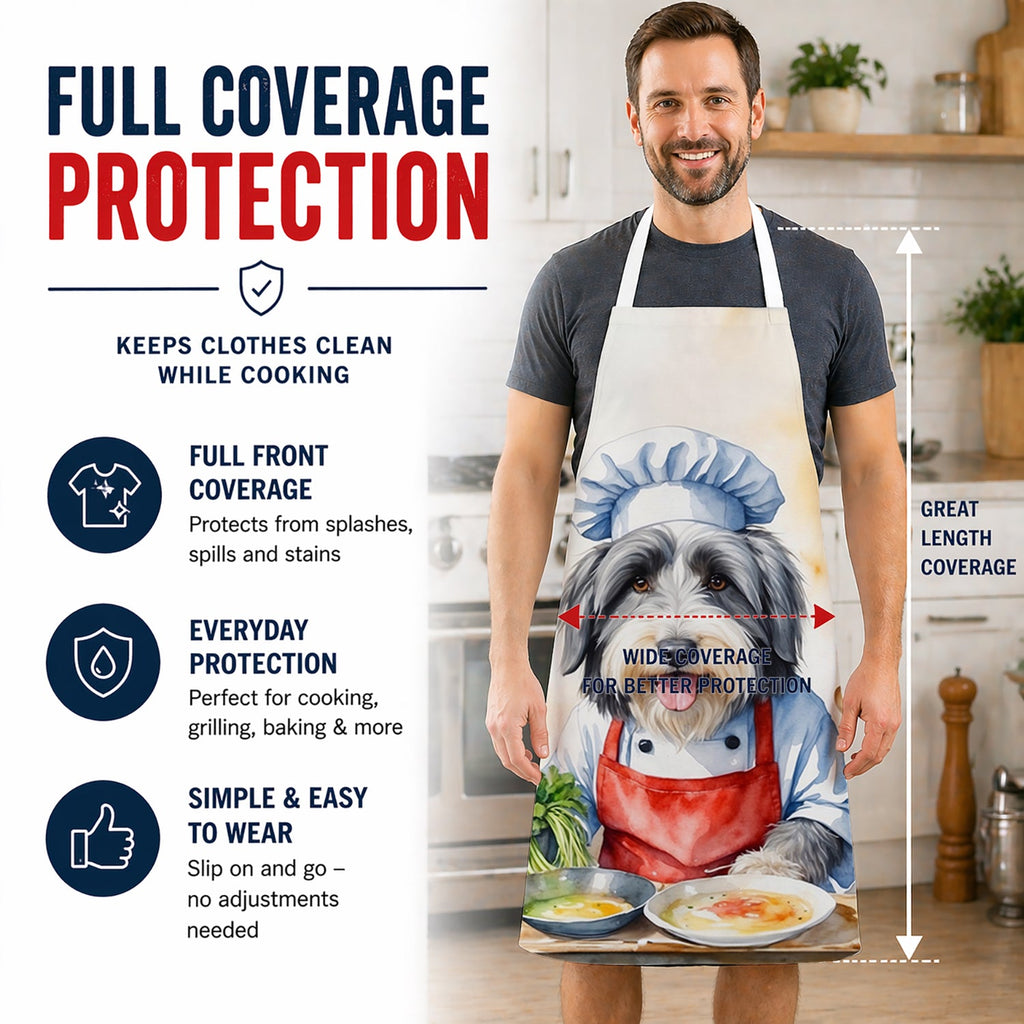 Bearded Collie The Chef Apron Cooking Kitchen Server Baking Crafts Gardening for Adult Women Men, Unisex, Large, Multicolor