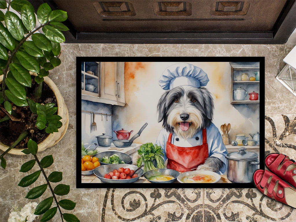 Bearded Collie The Chef Doormat Indoor Outdoor 24H X 36W Front Door Mat Rugs for Entryway, Non Slip Washable Low Pile,