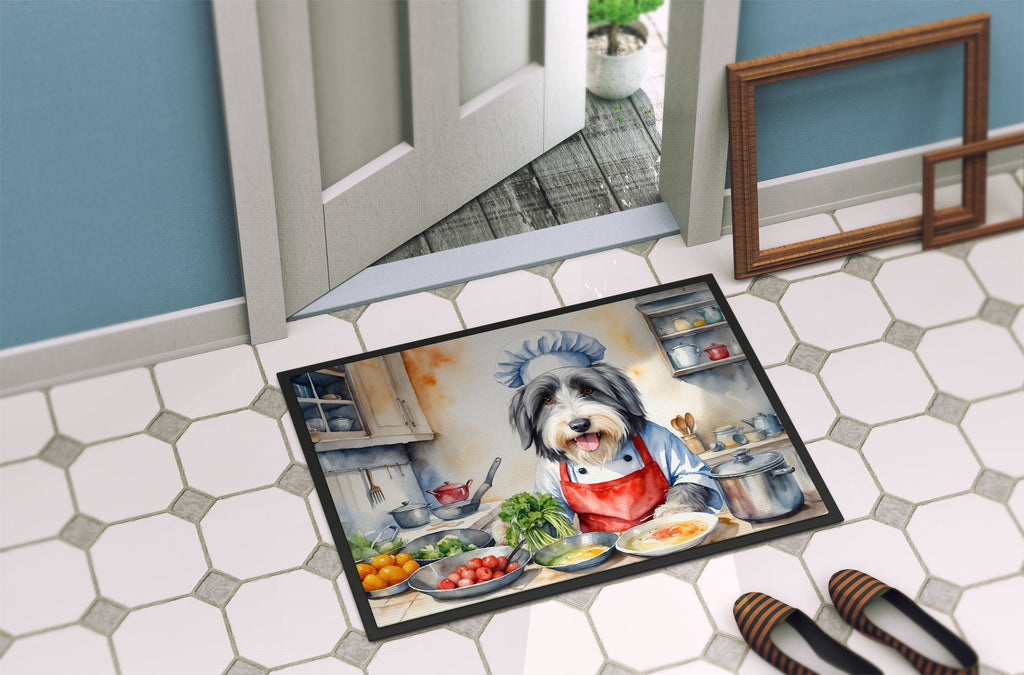 Bearded Collie The Chef Doormat Indoor Outdoor 24H X 36W Front Door Mat Rugs for Entryway, Non Slip Washable Low Pile,