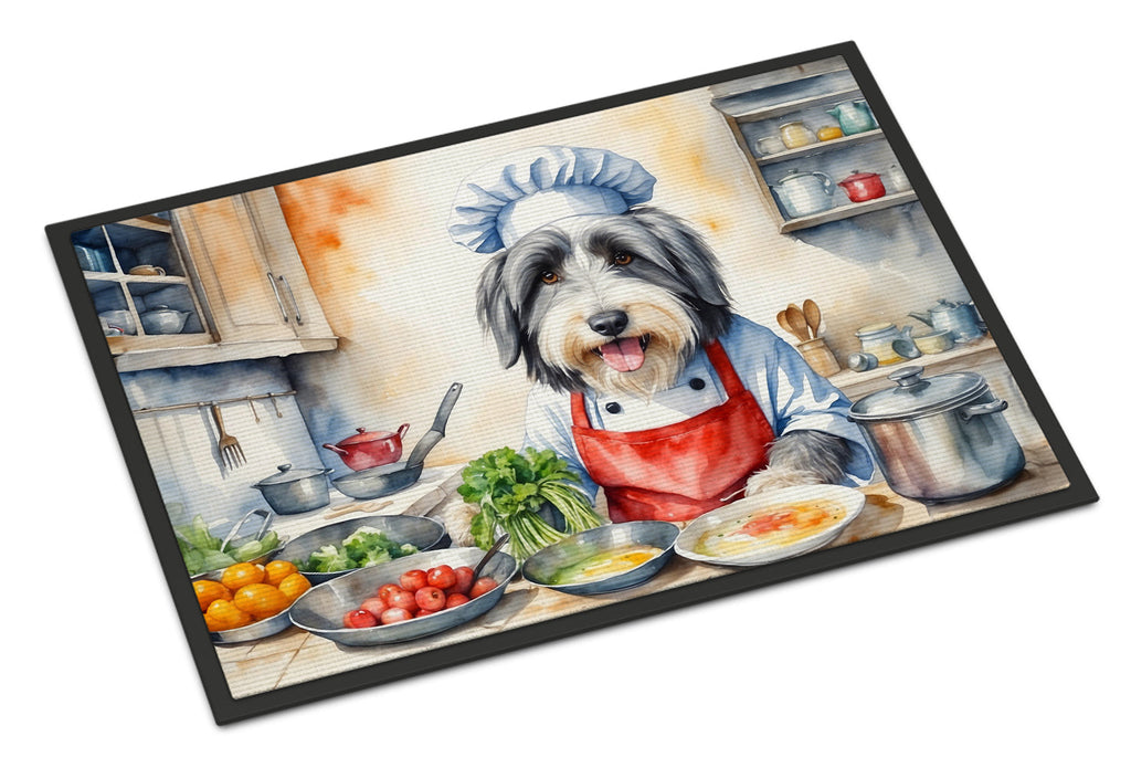 Bearded Collie The Chef Doormat Indoor Outdoor 18H X 27W Front Door Mat Rugs for Entryway, Non Slip Washable