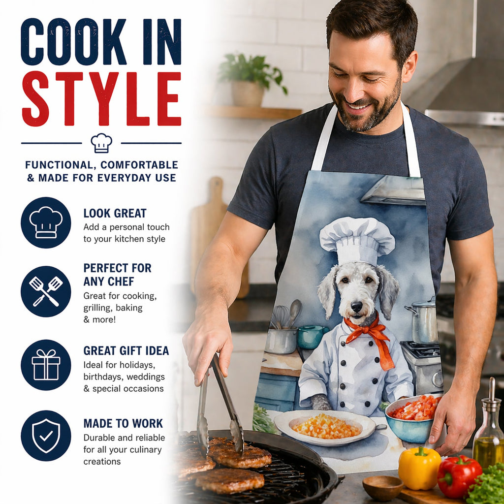 Bedlington Terrier The Chef Apron Cooking Kitchen Server Baking Crafts Gardening for Adult Women Men, Unisex, Large, Multicolor