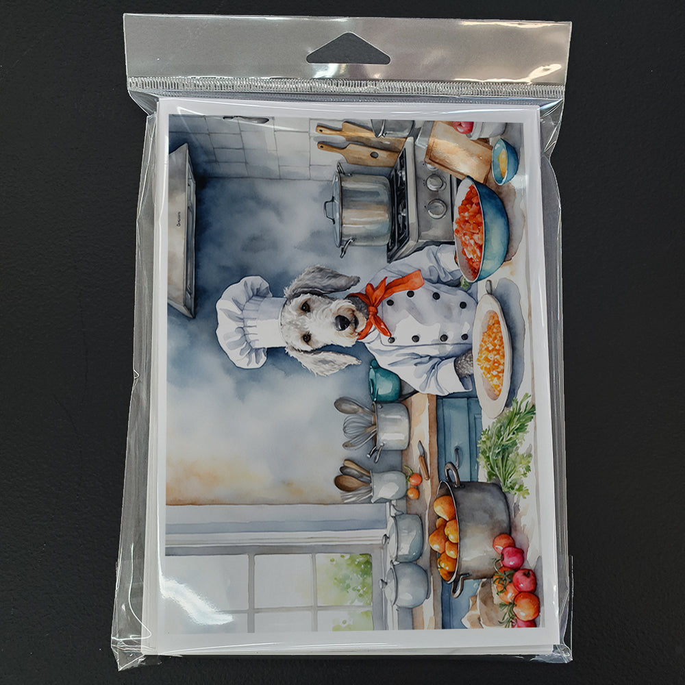 Bedlington Terrier The Chef Greeting Cards Pack of 8 Blank Cards with Envelopes Whimsical A7 Size 5x7