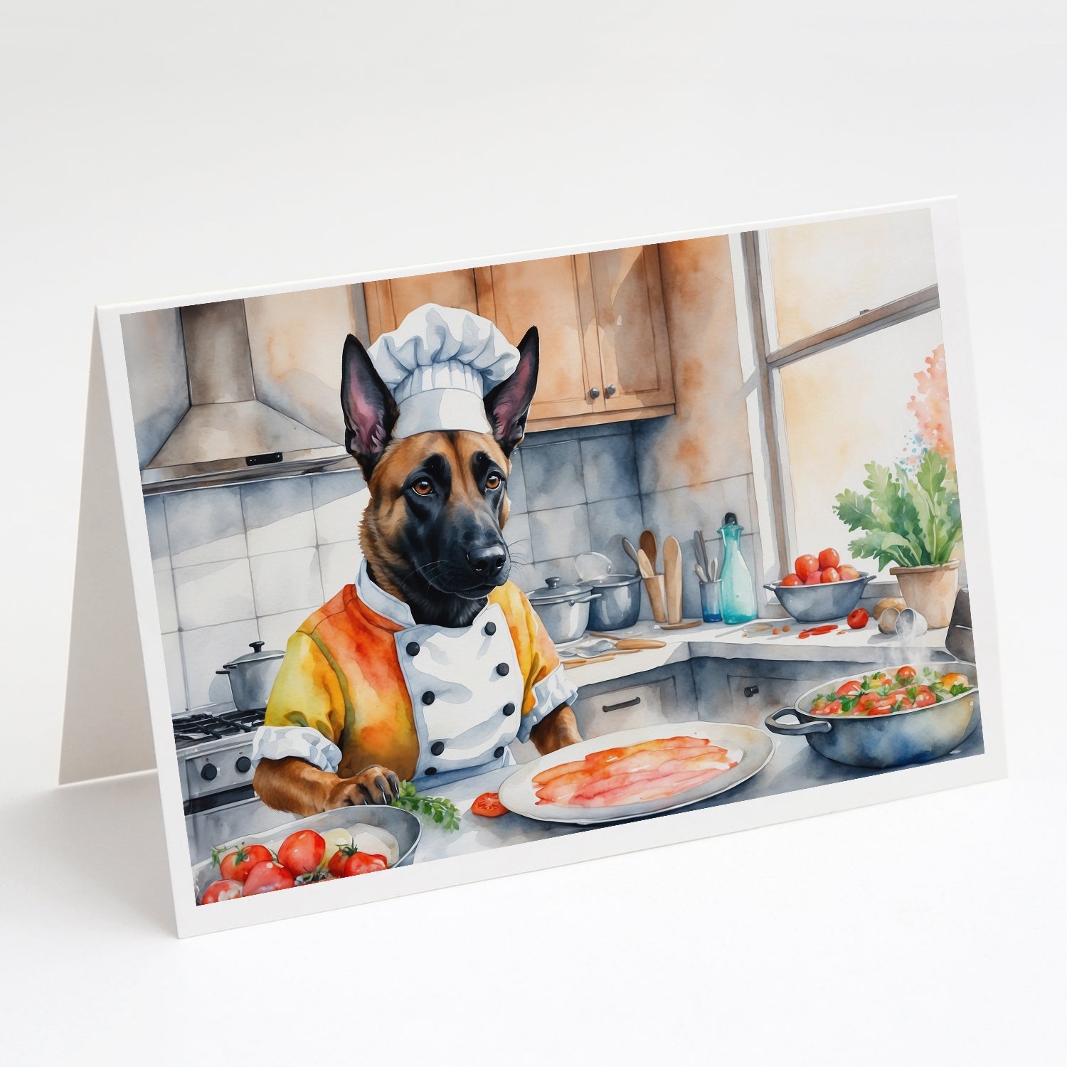 Belgian Malinois The Chef Greeting Cards Pack of 8 Blank Cards with Envelopes Whimsical A7 Size 5x7