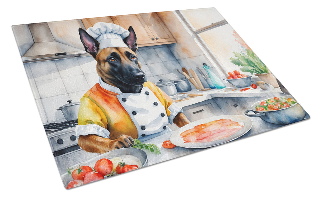 Belgian Malinois The Chef Cutting Board Tempered Glass Kitchen Cutting Surface, Heat Resistant Chopping, Non-Slip Feet, Food Prep & Serving