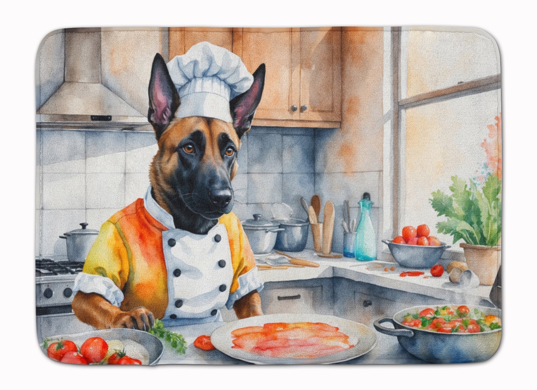 Belgian Malinois The Chef Memory Foam Kitchen Mat Machine Washable Anti-Fatigue Cushion Comfort Bath or Kitchen Rug
