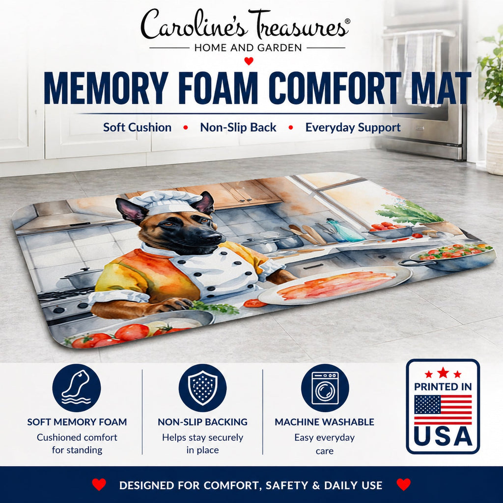 Belgian Malinois The Chef Memory Foam Kitchen Mat Machine Washable Anti-Fatigue Cushion Comfort Bath or Kitchen Rug