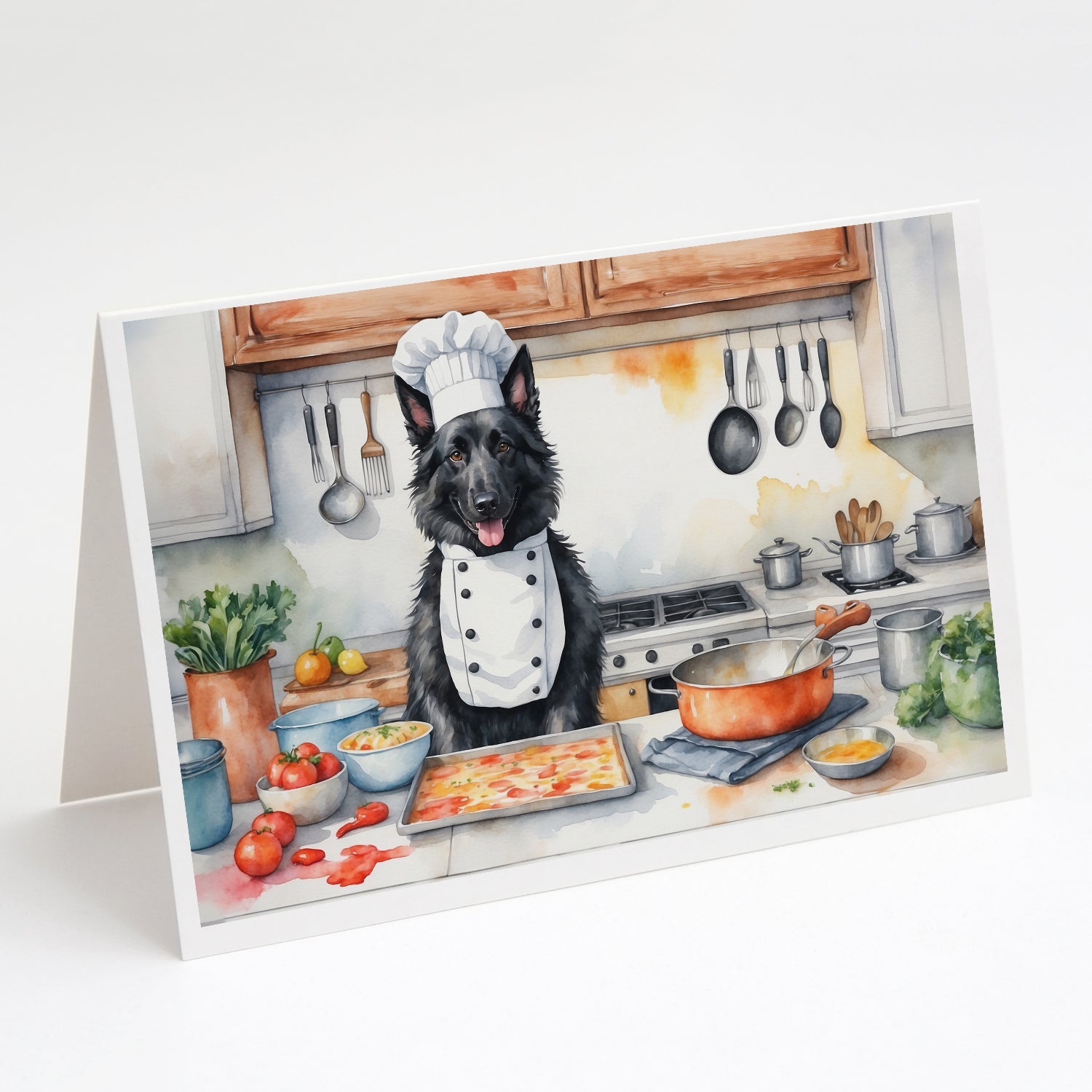 Belgian Sheepdog The Chef Greeting Cards Pack of 8 Blank Cards with Envelopes Whimsical A7 Size 5x7