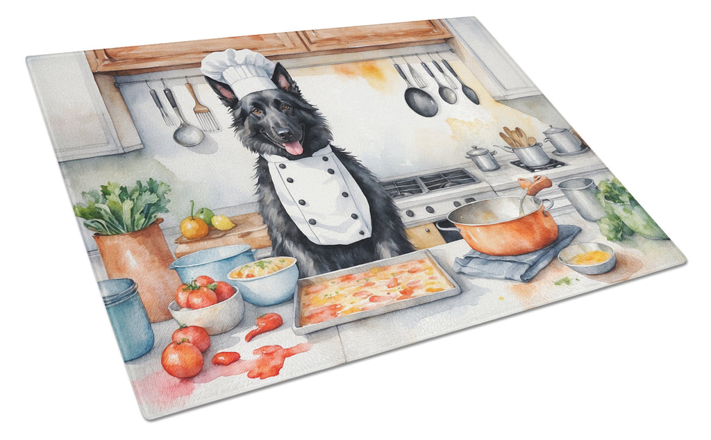 Belgian Sheepdog The Chef Cutting Board Tempered Glass Kitchen Cutting Surface, Heat Resistant Chopping, Non-Slip Feet, Food Prep & Serving