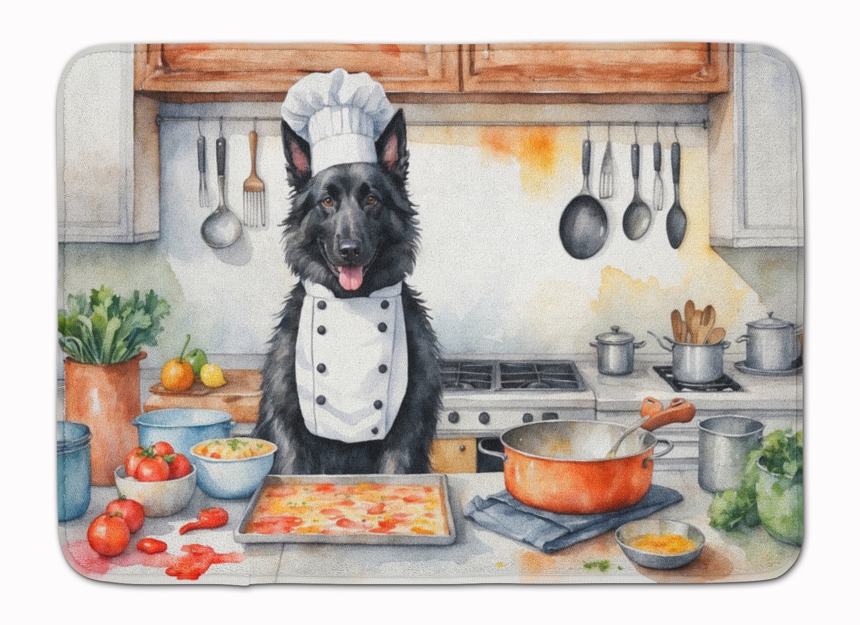 Belgian Sheepdog The Chef Memory Foam Kitchen Mat Machine Washable Anti-Fatigue Cushion Comfort Bath or Kitchen Rug