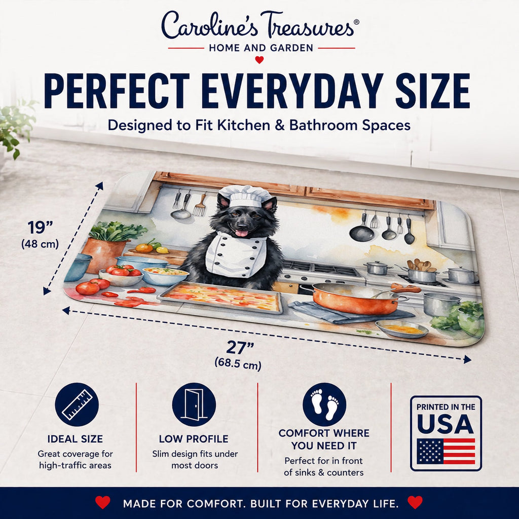 Belgian Sheepdog The Chef Memory Foam Kitchen Mat Machine Washable Anti-Fatigue Cushion Comfort Bath or Kitchen Rug