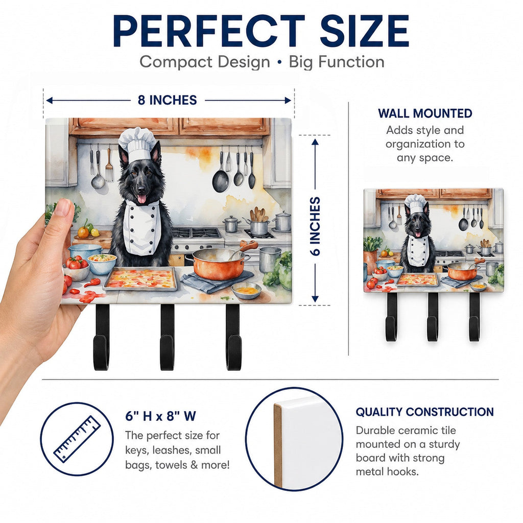 Belgian Sheepdog The Chef Leash or Key Holder Wall Hooks, Coat Rack Wall Mount, for Hanging Keys, Towels, Aprons, Leashes