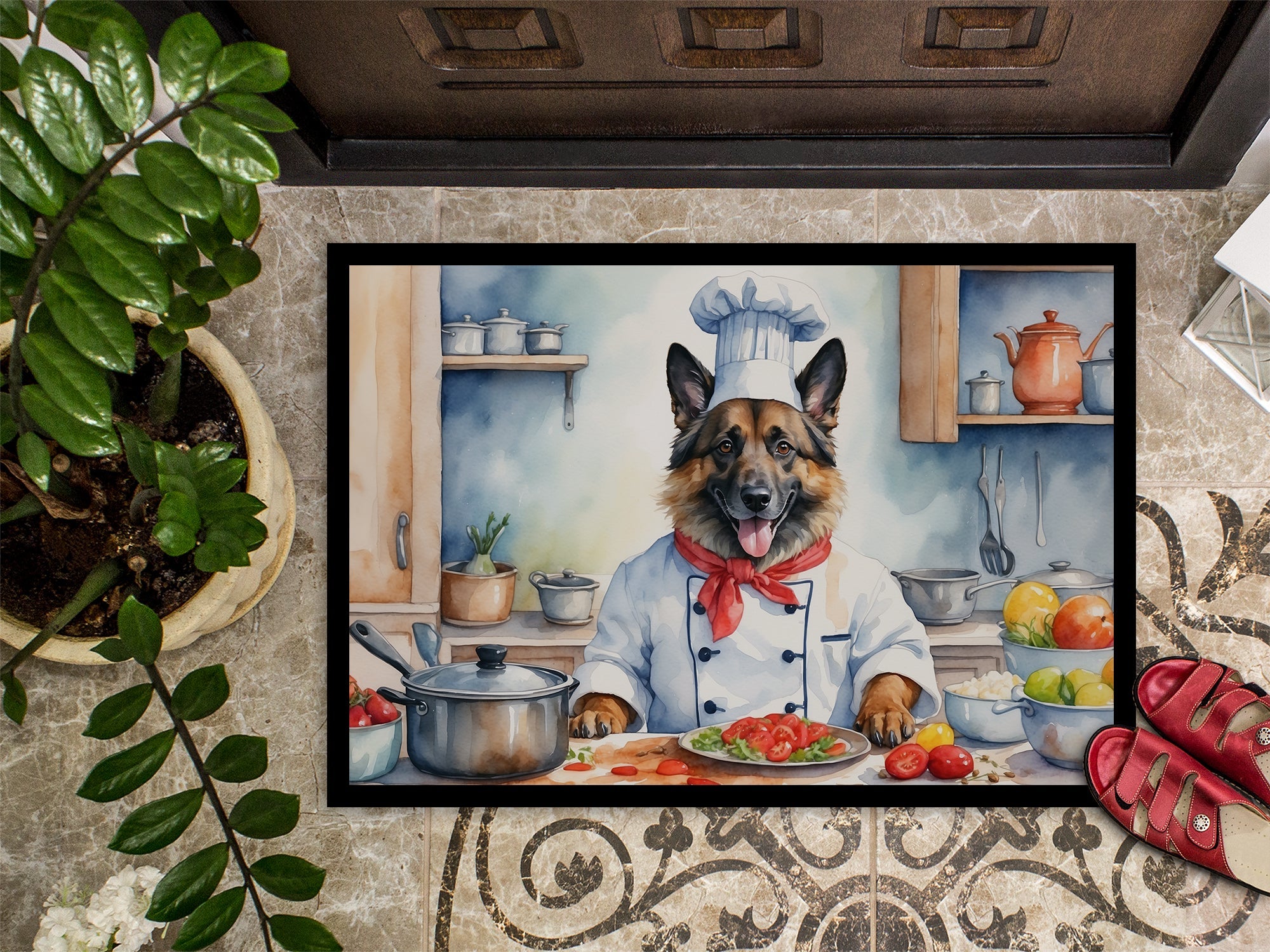 Belgian Tervuren The Chef Doormat Indoor Outdoor 24H X 36W Front Door Mat Rugs for Entryway, Non Slip Washable Low Pile,