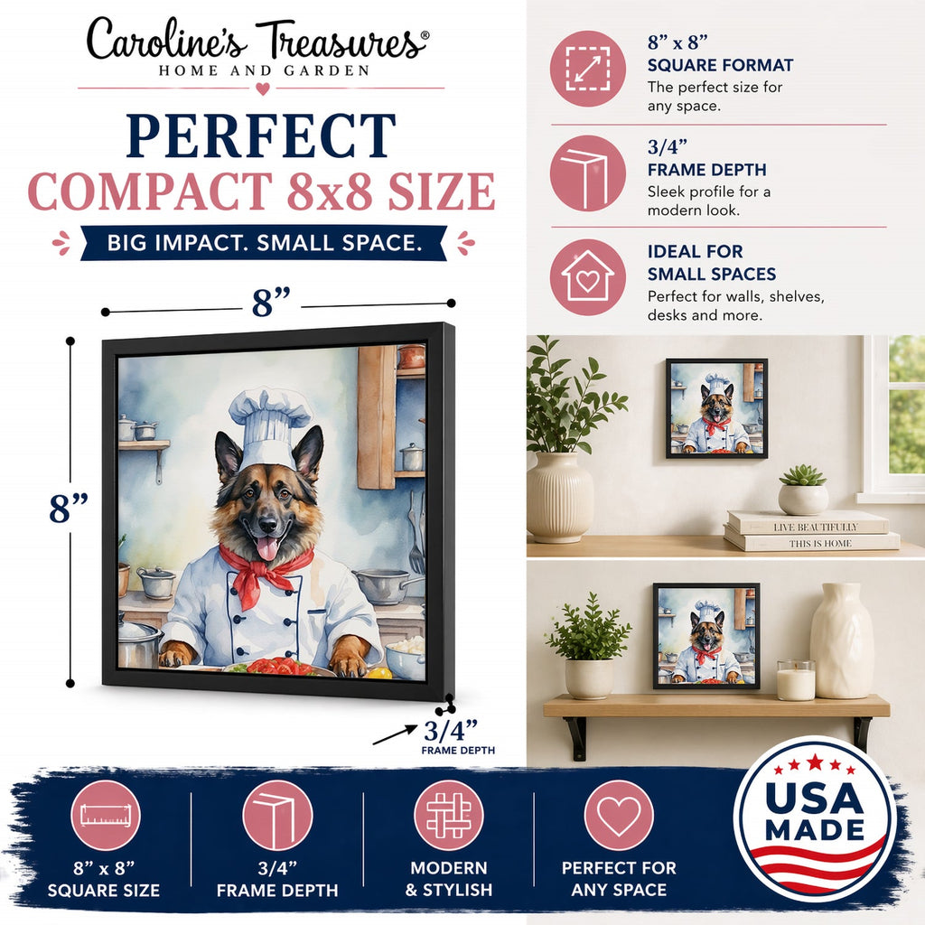 Belgian Tervuren The Chef Framed Metal Print Bathroom, Kitchen, Office, Home Decor Wall Art Ready to Hang, Square, 8X8