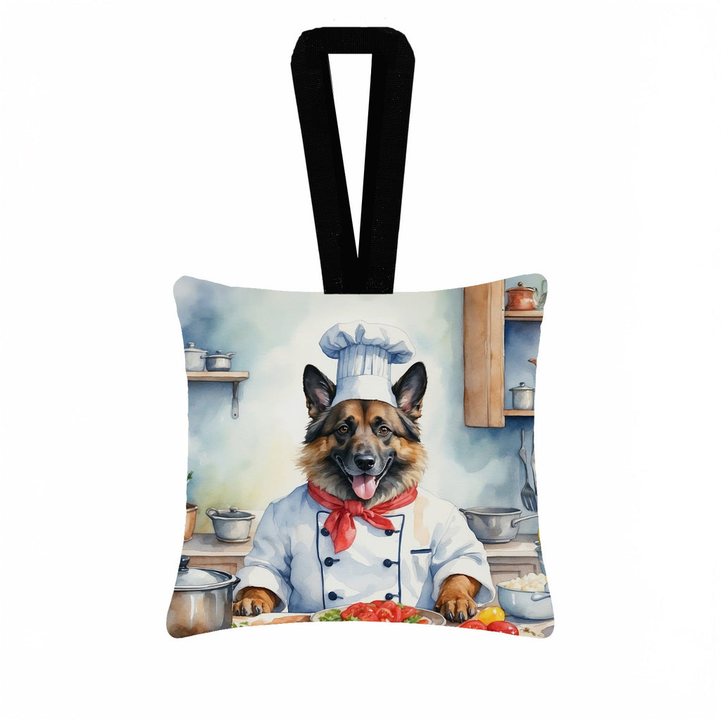 Belgian Tervuren The Chef Hanging Square Fabric Ornament 3.5 × 3.5 Decorative Door-Knob & Tree Hanger, Soft Fabric