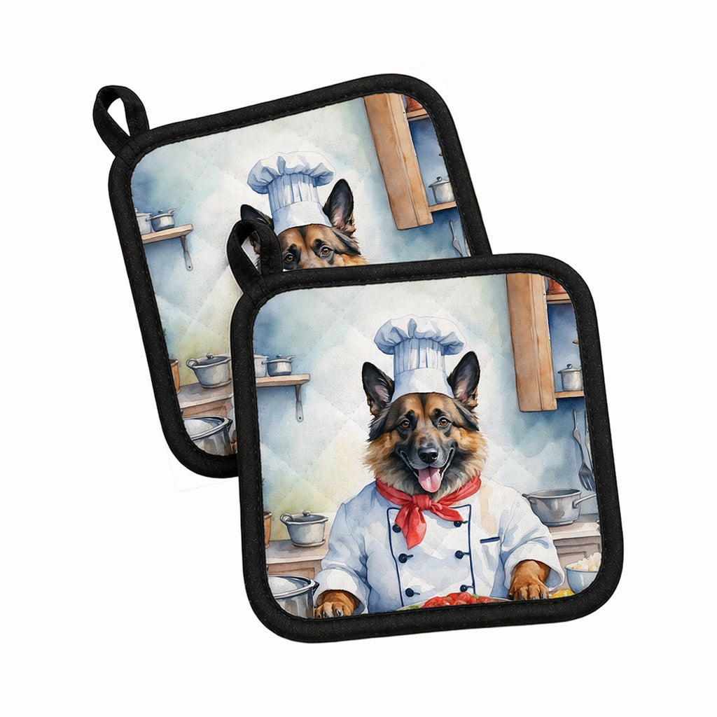 Belgian Tervuren The Chef Pot Holder Set of 2 Heat Resistant Quilted Hot Pads 7.5 x 7.5 Inch, Insulated Kitchen Trivets for Cooking & Baking