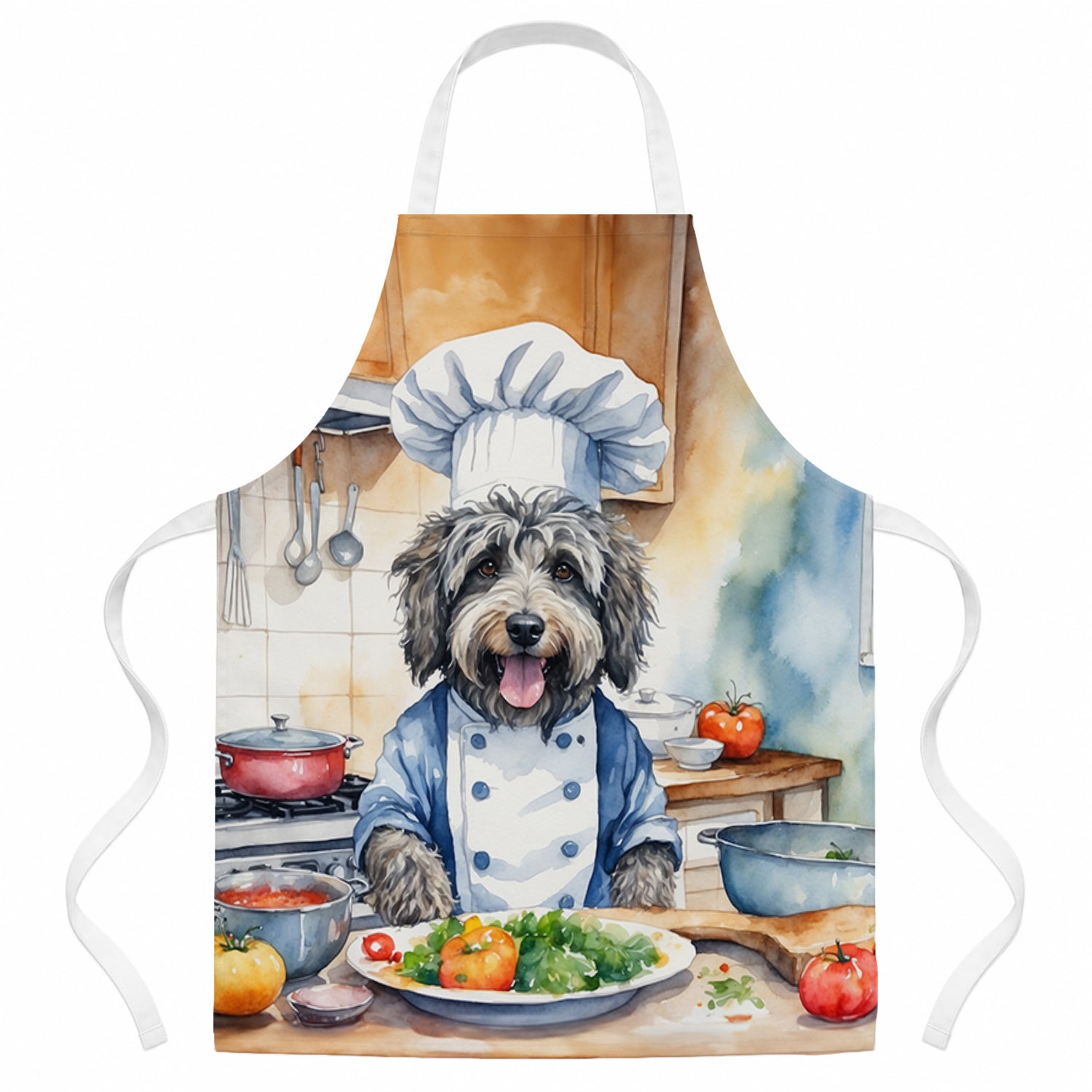 Bergamasco Sheepdog The Chef Apron Cooking Kitchen Server Baking Crafts Gardening for Adult Women Men, Unisex, Large, Multicolor