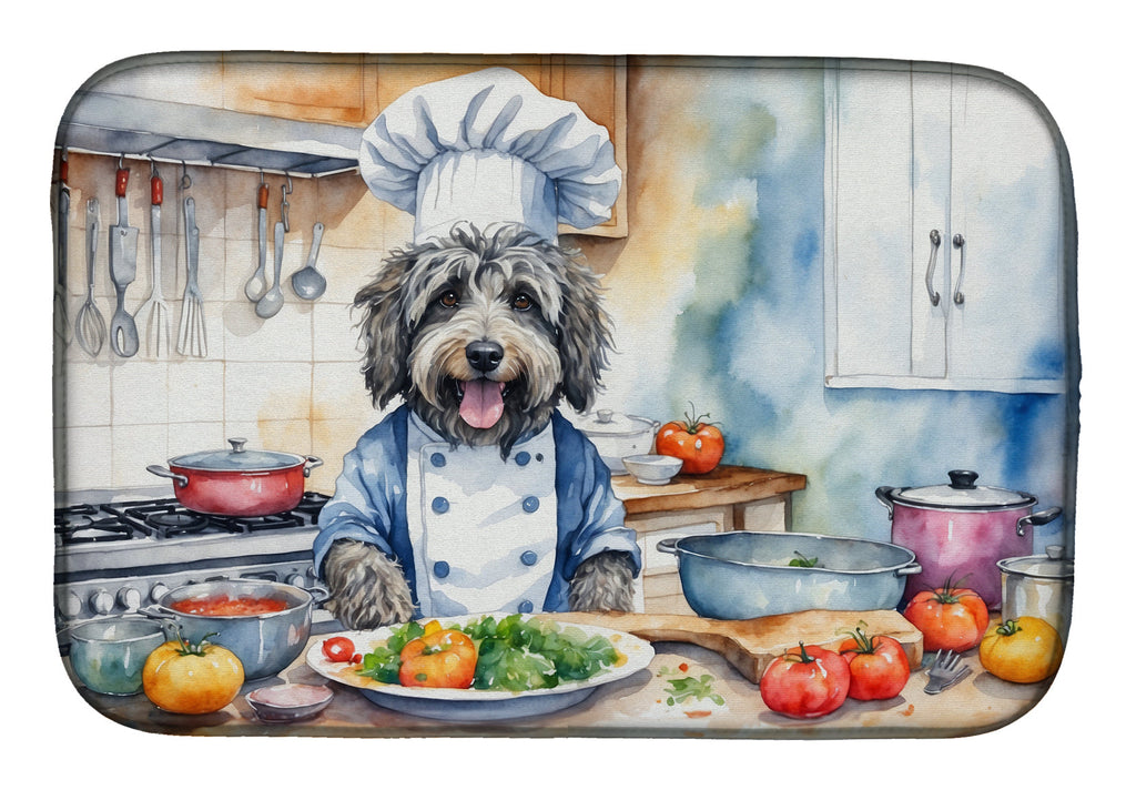 Bergamasco Sheepdog The Chef Dish Drying Mat Absorbent Dish Drying Mat Pad for Kitchen Counter Dish Drainer Mat for Countertop, 14 x 21", Multicolor