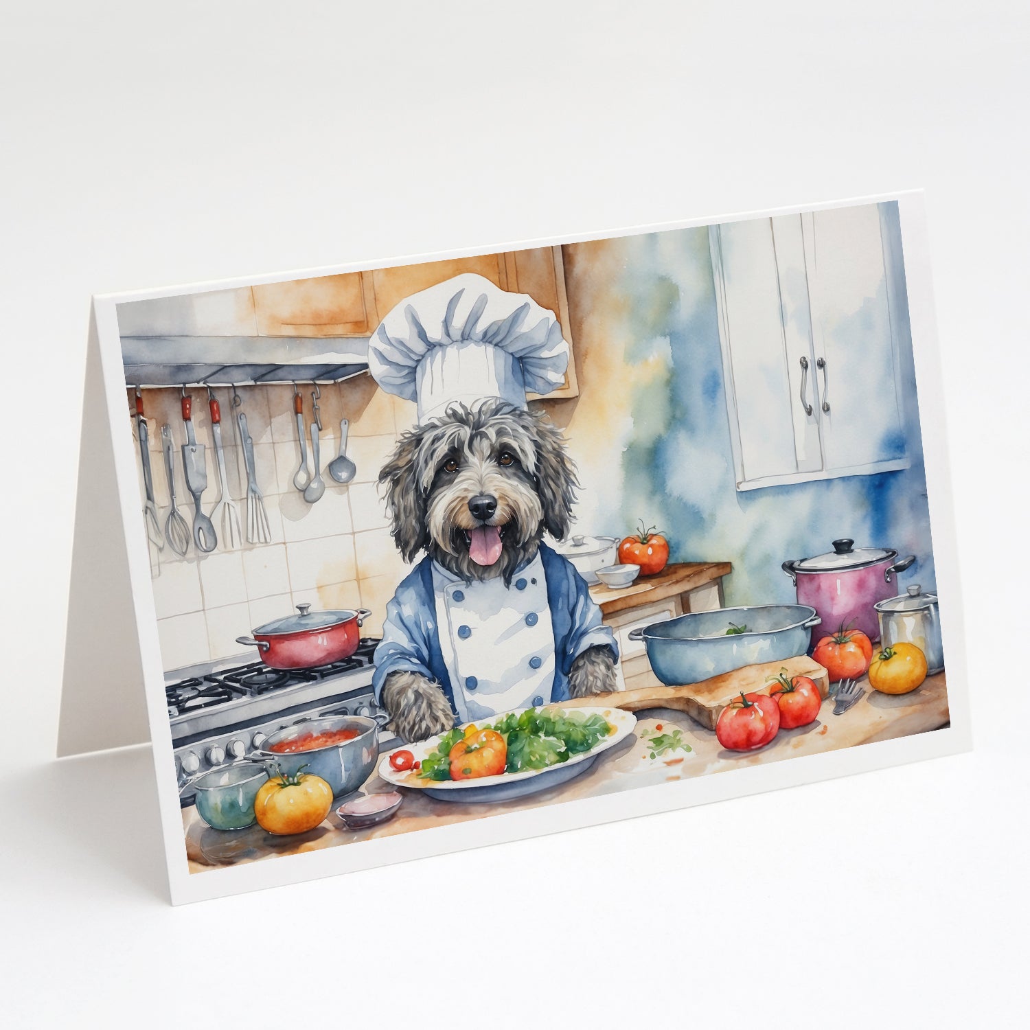 Bergamasco Sheepdog The Chef Greeting Cards Pack of 8 Blank Cards with Envelopes Whimsical A7 Size 5x7