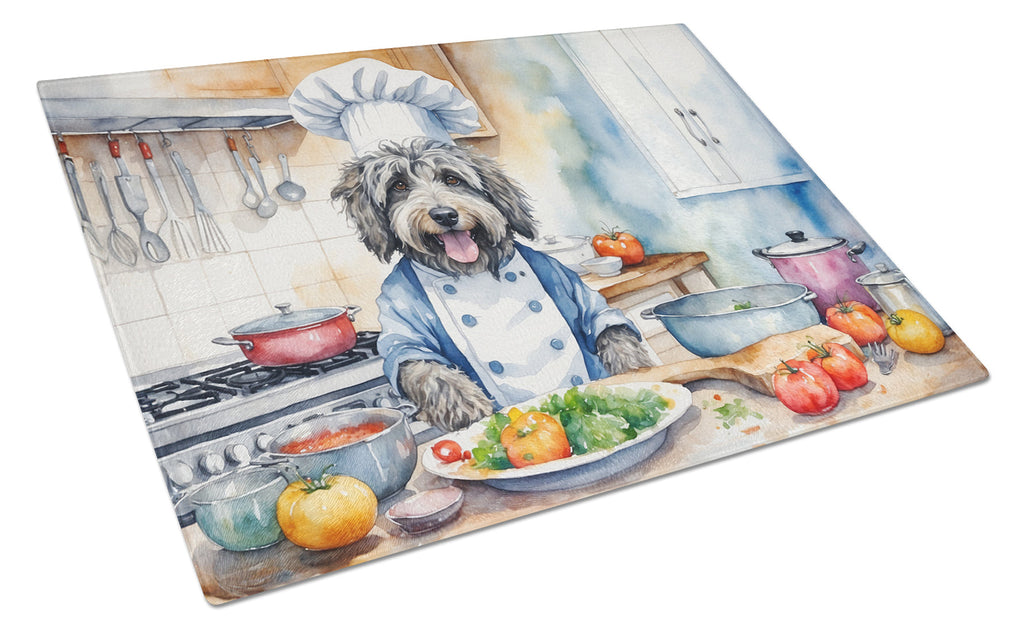 Bergamasco Sheepdog The Chef Cutting Board Tempered Glass Kitchen Cutting Surface, Heat Resistant Chopping, Non-Slip Feet, Food Prep & Serving