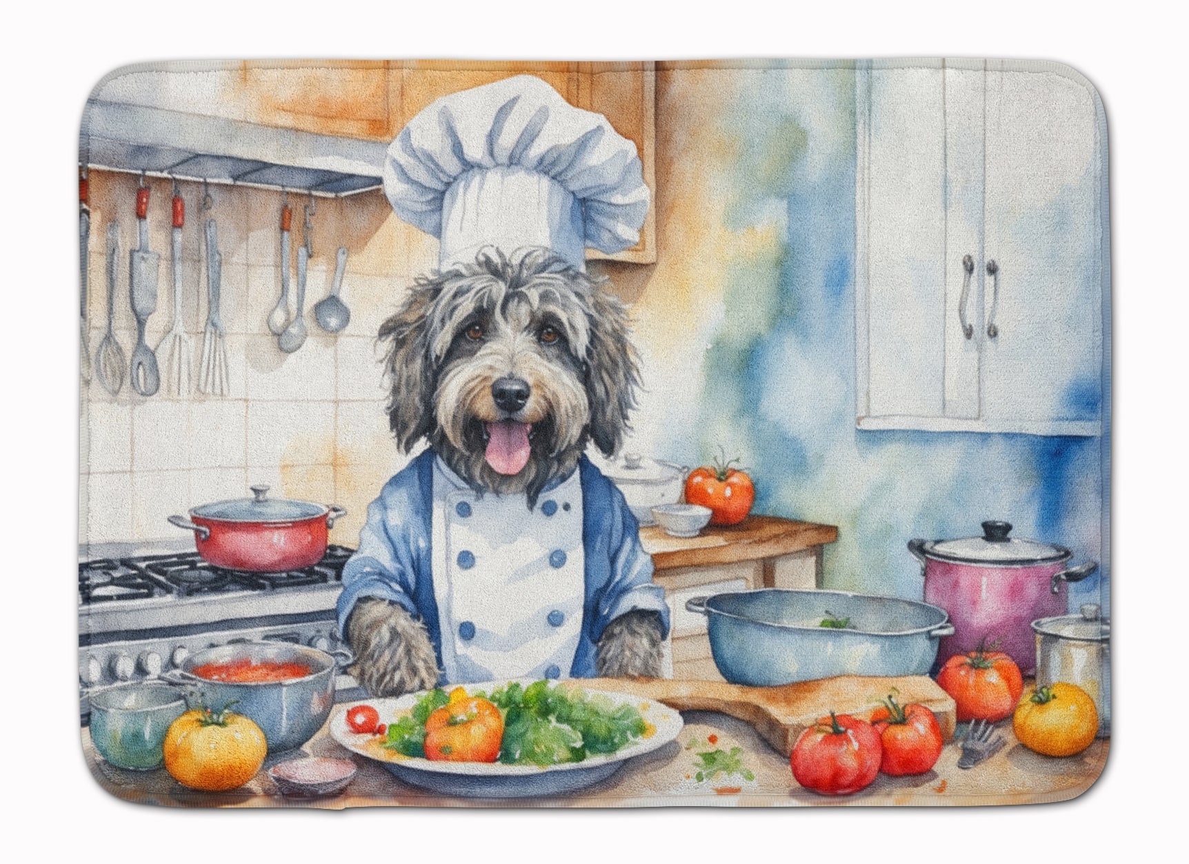 Bergamasco Sheepdog The Chef Memory Foam Kitchen Mat Machine Washable Anti-Fatigue Cushion Comfort Bath or Kitchen Rug