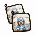 Bergamasco Sheepdog The Chef Pot Holder Set of 2 Heat Resistant Quilted Hot Pads 7.5 x 7.5 Inch, Insulated Kitchen Trivets for Cooking & Baking