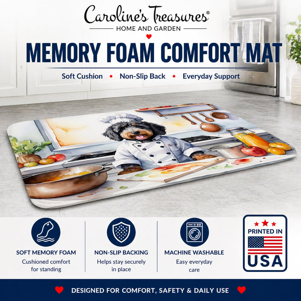 Bernedoodle The Chef Memory Foam Kitchen Mat Machine Washable Anti-Fatigue Cushion Comfort Bath or Kitchen Rug