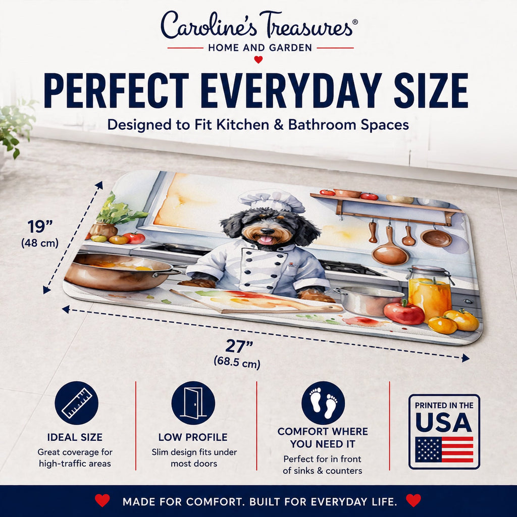 Bernedoodle The Chef Memory Foam Kitchen Mat Machine Washable Anti-Fatigue Cushion Comfort Bath or Kitchen Rug