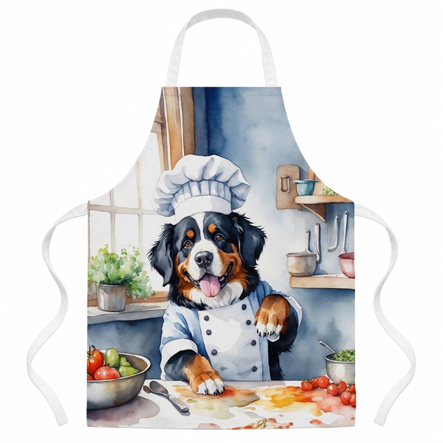 Bernese Mountain Dog The Chef Apron Cooking Kitchen Server Baking Crafts Gardening for Adult Women Men, Unisex, Large, Multicolor