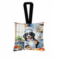 Bernese Mountain Dog The Chef Hanging Square Fabric Ornament 3.5 × 3.5 Decorative Door-Knob & Tree Hanger, Soft Fabric